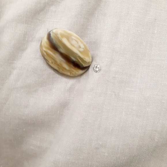 Stylish Asymmetrical Button 100% Linen Blazer Camel Tan Jacket Womens 10 - Picture 7 of 11